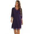 thumbnail image 3 of SWSMCLT Women's Summer Nightgown Vintage Pjs House Spring Loungewear Lace Soft Lightweight V Neck 3/4 Sleeve Purple Large, 3 of 5