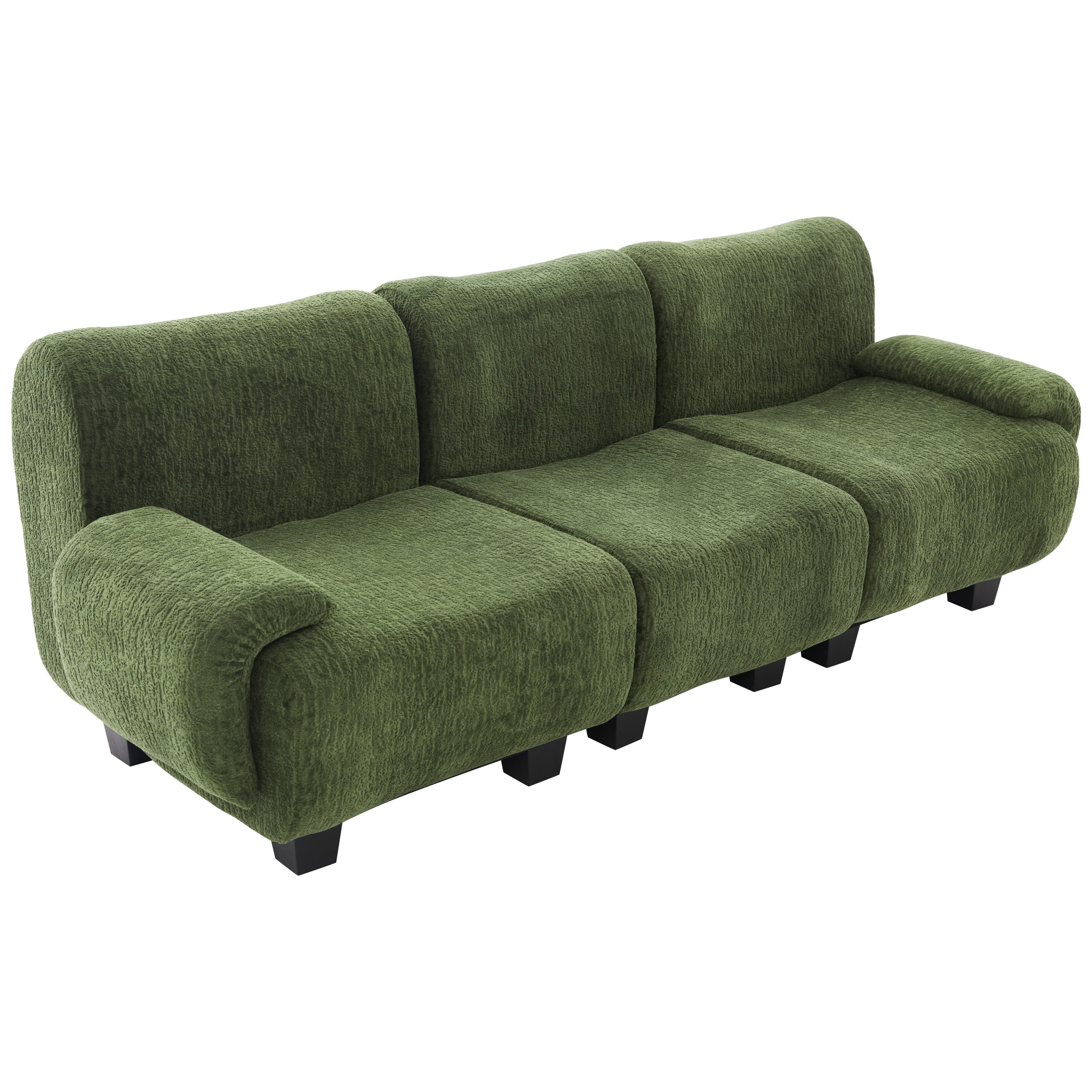 Euroco Modern 3-seater Sofa 94.5" Sofa Couch Chenille Upholstered Sofa with Curved Armrests for Living Room, Apartment, Guest Room, Green