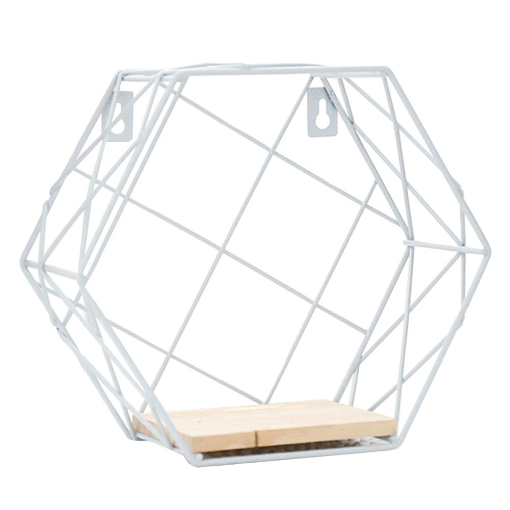 Iron Hexagonal Grid Wall Storage Shelf Combination Wall Hanging Living Room Bedroom Geometric