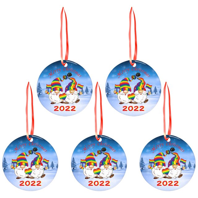 Fiudx Adorno para Árbol de Navidad, Diseño Único de Colgante de 2022, Recuerdo Navideño Memorable, Regalo Divertido para Familiares y Amigos, Temática de Muérdago y Presente, Juego de 5 Piezas, Mater