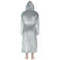 thumbnail image 7 of Sewkxo Mens Robes with Hood Flannel Fleece Bathrobe Full Length Plush Robe Coat Soft Warm Fleece Shower Spa Long Robe,Light Gray L, 7 of 7