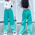 thumbnail image 4 of EnJoCho Girls' Straight Leg Wide Leg Jeans Children'S Wide Leg Denim Pants Girls' Baggy Jeans Candy Colors High Rise Elastic Waist Wide Leg Washed Denim Pants Size 5 16 Years, 4 of 5