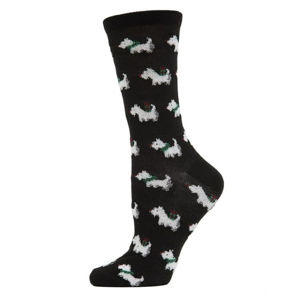 MeMoi Women's Holiday Scotties & Presents Crew Socks - Womens - Female, 9-11, Black