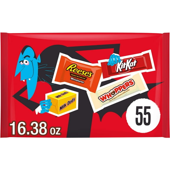 Hershey Miniatures Assorted Flavored Halloween Candy, Bag 16.38 oz, 55 Pieces