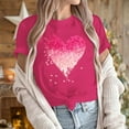 thumbnail image 5 of Itsame Short Shirt Sleeved for Womens Heart Printed T-Shirt Tops Round Neck T Shirt Hot Pink Size M, 5 of 8