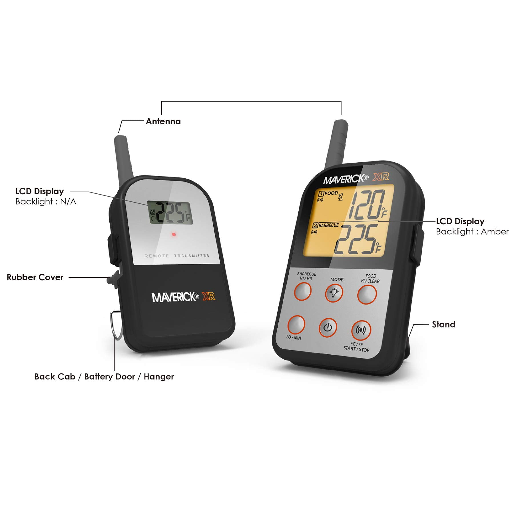 Maverick Remote Extended Range Thermometer with New Insta-SYNC Technology – Wireless BBQ Meat Thermometer for Remote Monitoring Up to 500 Ft – Receiver, Transmitter & Food Probe for Grill, Oven or S