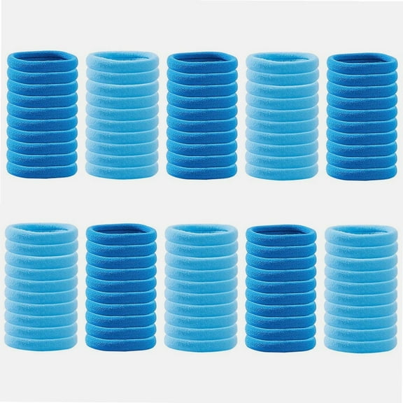 100Pcs Hair Ties for Women, Large Hair Ties for Heavy Hair, Cotton Hair Ties,Elastic Ponytail Holders, Stretch Hair Ties for Thick Hair (Blue)