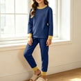 thumbnail image 4 of LEKWK Teen Boys Girls Pajamas Long Sleeve Tops and Elastic Waist Pants Kids Loungewear 2 Piece Outfits Fall Winter Comfy Casual Homewear 4-16Y, 4 of 8