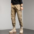 thumbnail image 2 of SWSMCLT Men's Winter Loose Elastic Waist Drawstring Trousers Casual Cargo Pants Ankle Comfy Spandex Harem Pants Khaki 36, 2 of 4