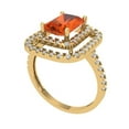 thumbnail image 2 of 2.62 ctw with Simulated Diamond Halo Accents Anniversary Ring for Women | Emerald Cut Simulated Red Diamond | Hyperallergenic Solid 18K Yellow Gold, 2 of 5