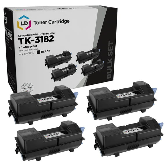 LD Compatible Replacement Kyocera TK-3182 (1T02T70US0) Black Toner 4-Pack for ECOSYS P3055dn