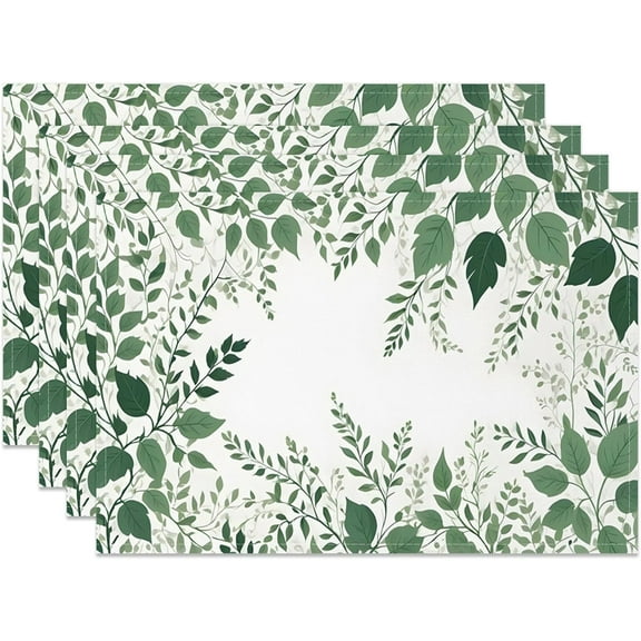 Green Leaves Place Mats Set of 6 Eucalyptus Greenery Place Mats Table Mat Holiday Home Kitchen Table Mat Decoration 12x18 Inch