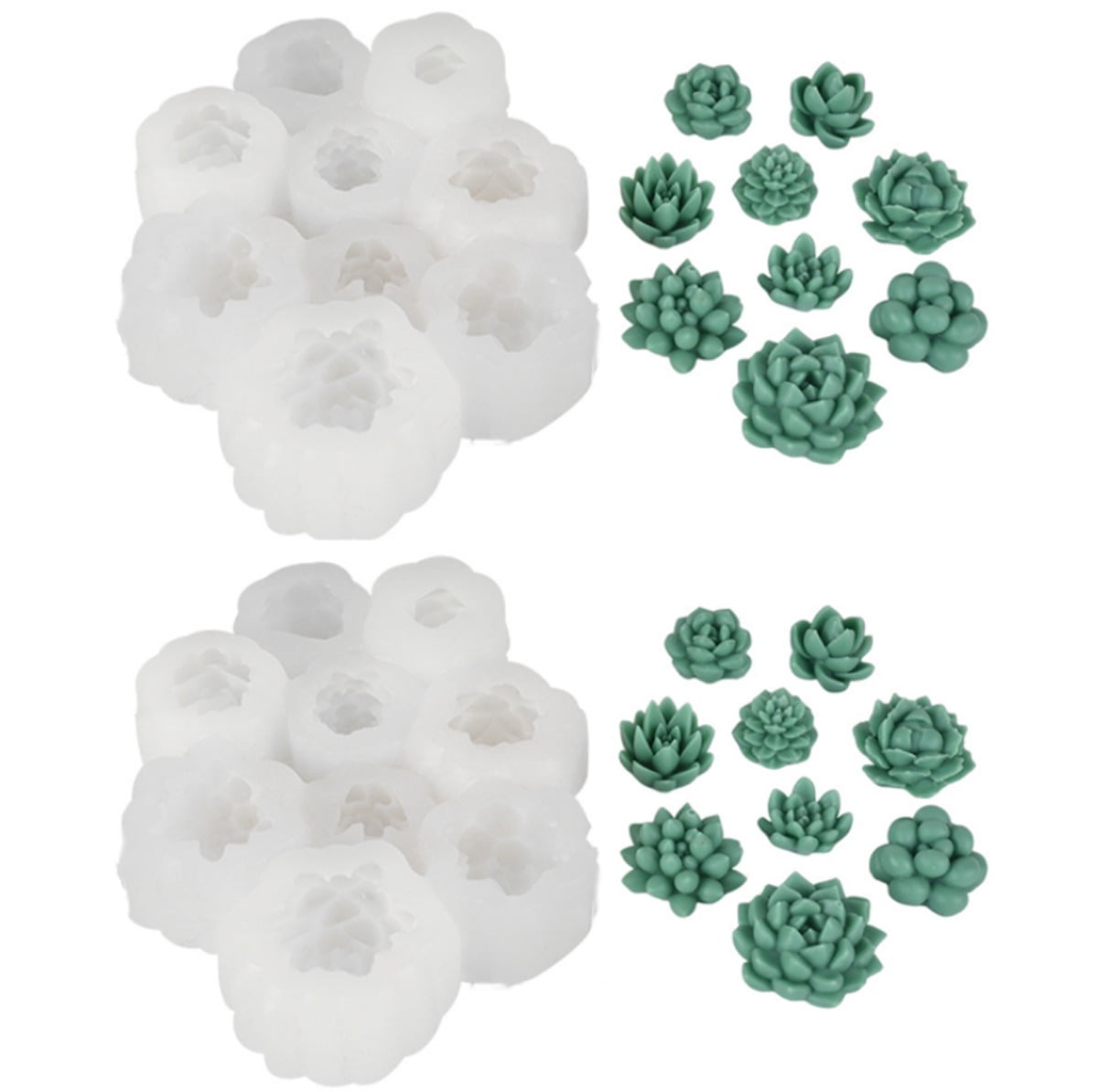 2 Piece Succulent Scented Candle Silicone Molds – 18 Cavity Flower Resin Molds, 3D Cactus Candle Molds, Perfect for Scented Candles, Soap, Wax, Resin Pouring, and Soap Cake Dessert Mousse Molds.