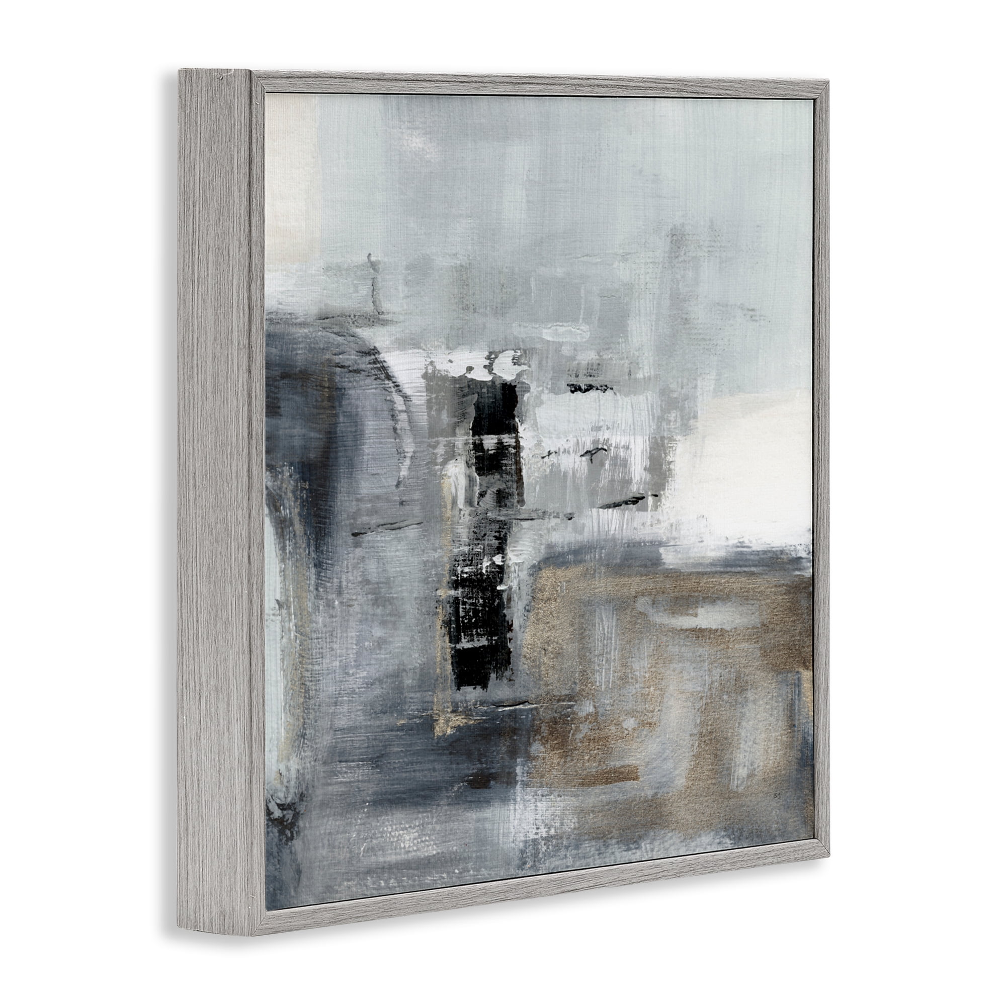 Stupell Industries Still Waters Monochrome Abstraction Gray Framed Giclee Art, design by Susan Jill