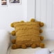 thumbnail image 1 of Xiao Hua Funda de cojín decorativa cuadrada de lino y algodón con pompones, estilo bohemio, de jacquard a rayas, para sofá cama (amarillo, 45,7 x 45,7 cm), 1 of 5