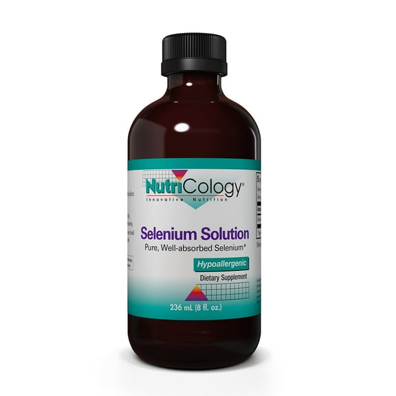 Nutricology Selenium Solution - Well-Absorbed Selenium Liquid, Pure Sodium Selenite, Thyroid Support, Antioxidants, 100 mcg Supplement, Hypoallergenic - 8 Fl Oz
