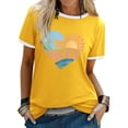 thumbnail image 4 of Tees Tops For Women T-Shirts Color Block Graphic Short Sleeve Beach Summer Layer Clothes Yellow S, 4 of 6