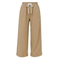 thumbnail image 4 of YuXingFu Womens Linen Pants Women Loose Dress Pants High Full - Pocket Casual Khaki XXL, 4 of 5