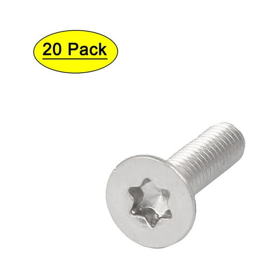 M4 x 12mm 316 Stainless Steel Flat Torx Head Machine Screw  Silver Tone 20pcs