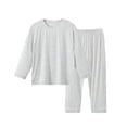 thumbnail image 6 of OVAFBAU Boys Girls Long Sleeve Outfits Set Kids Solid Long Sleeve Round Neck Outfits Set with Pants 2 Piece Outfits Set, 6 of 6