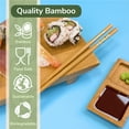 thumbnail image 6 of BambooMN Premium Reusable Japanese Bamboo Chopsticks, Flower Print with Gold Stripes, 9.5 inch - Red and Blue - 6 Pairs, 6 of 7
