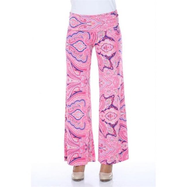 White Mark Printed Palazzo Pants, 92-Pink Paisley - Large