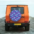 thumbnail image 6 of Fuzoiu blue Skull purple flower Print Universal Spare Tire Cover with Buckle Strap, Waterproof Wheel Covers for Jeep, Trailer, RV, Truck and All Car-14 inch, 6 of 6