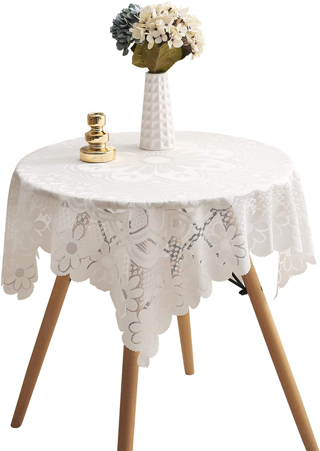 Square Small Table Cloth Ivory, Small Round Side Table Cover