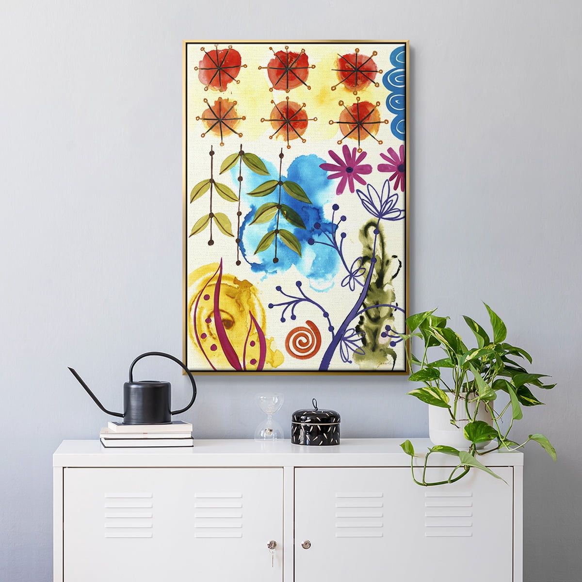 Flower Power II Framed Premium Gallery Wrapped Canvas - Ready to Hang - 17 x 25 - Gold Floating Frame