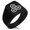 Black, variant on Stainless Steel Asai Samurai Crest Needle Stripe Pattern Biker Style Polished Ring