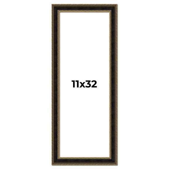 11x32 Frame Gold Antique Vintage Sold Wood Picture Frame | 1.75 Inch Moulding Width | Interior