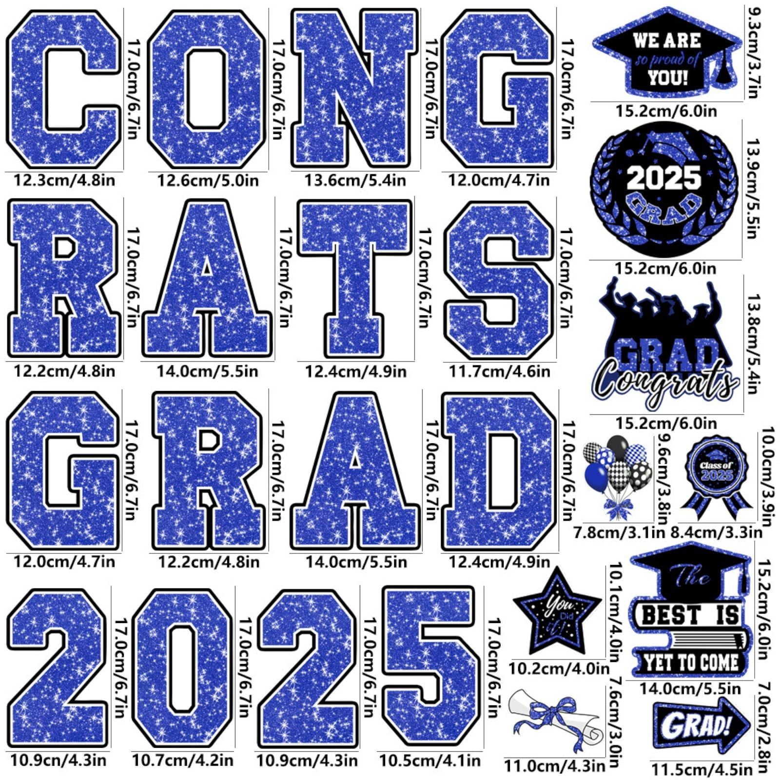 PPKVUFD 25Pcs 2025 Graduation Car Magnet Decoration, Class of 2025 Graduation Car Magnet Decal for Refrigerator Garage Door Parade Decor Graduation Party Supplies, Blue