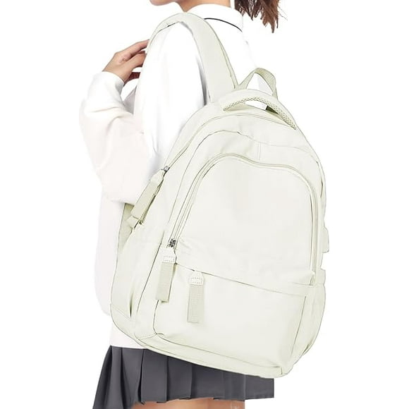 School Backpack Womens Lightweight School Bag Casual Daypack College Laptop Backpack for Men Women Water Resistant teen backpack Travel Rucksack.beige