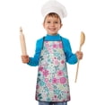 thumbnail image 2 of Pioneer Flower Floral Print Pattern Kids Aprons for Girls and Boys,Adjustable Neck Strap Toddler Aprons for Kids Cooking Baking, 2 of 7