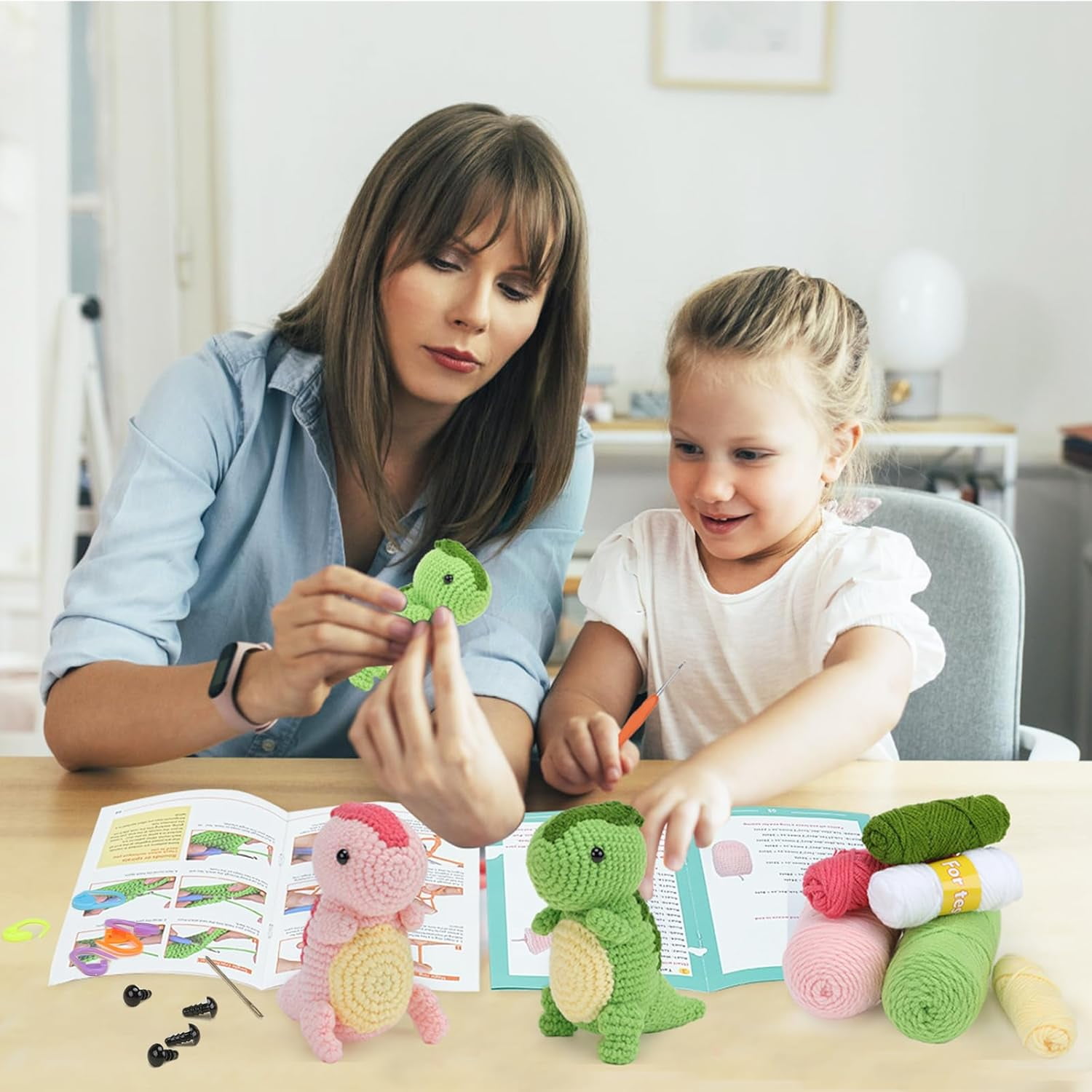 Wiher Crochet Kit for Beginners, 2PCS Ankylosaur Crochet Animal Kit, Knitting Kit for Adult Kids with Step-by-Step Video Tutorials, Instructions, Yarns, Hook and Accessories