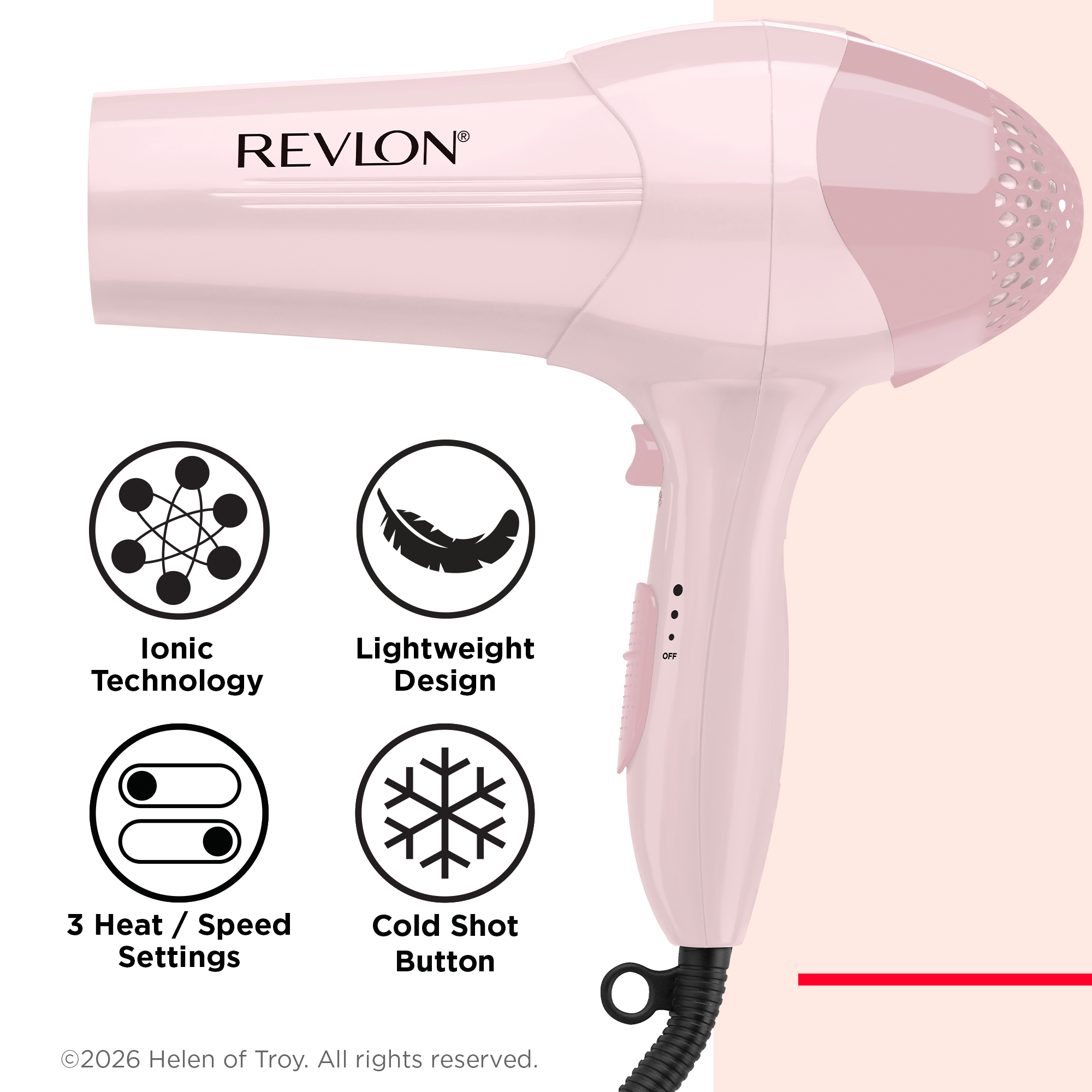 Revlon Essentials Frizz Control Ionic Hair Dryer, 1875W photo 5