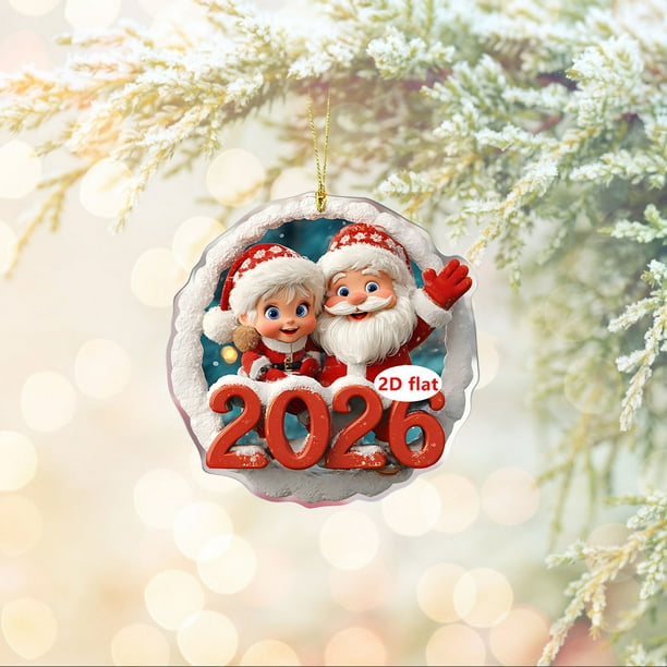 Adorno navideño colgante de acrílico | Recuerdo para la decoración del árbol de Navidad | Decoración para la chimenea del salón | Letrero con escena de pueblo invernal