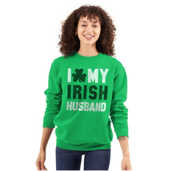 St Patricks I Love My Irish Husband Women Crewneck Sweatshirt Brisco Brands S