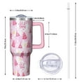 thumbnail image 2 of Pink Christmas Tree Pattern Tumbler with Handle and Lid,40oz Double Wall Vacuum Insulated Tumbler,Cups Gift for Women and Men, 2 of 7