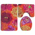 thumbnail image 1 of Juego de alfombras de baño de 3 piezas ABPHQTO Alfombra de baño Alfombra de contorno y tapa de inodoro Rojo floral, 1 of 2
