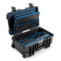B&W International Jumbo 6600 Waterproof Rolling Hard Shell Tool Case, with Pocket Tool Boards, Black