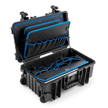B&W International Jumbo 6600 Waterproof Rolling Hard Shell Tool Case, with Pocket Tool Boards, Black