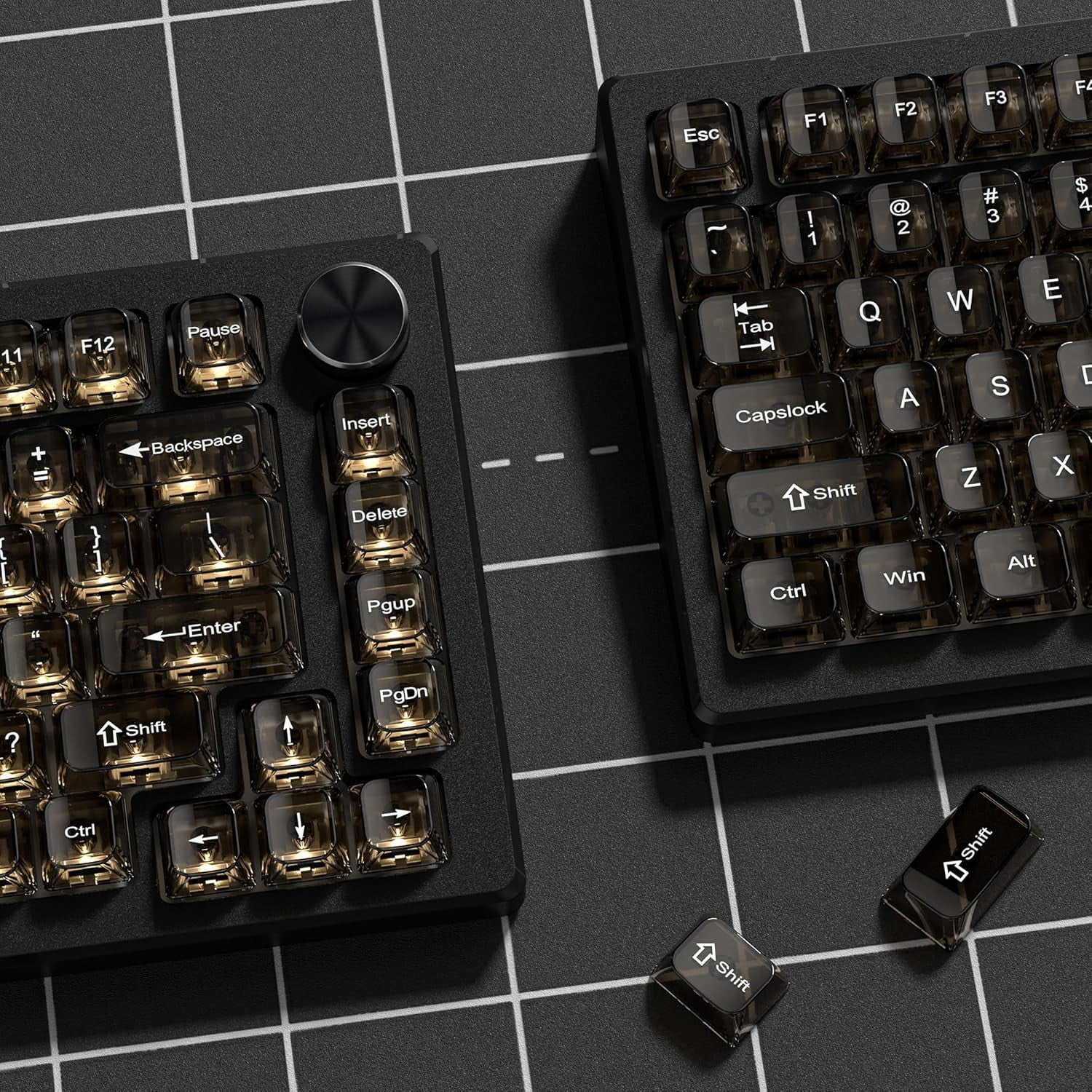 Black Clear keycaps for Mechanical Keyboard,Transparent MDA keycaps 60 75 100 Percent,Ceramic Jelly Key caps Set,Shine Through Key caps for Mx Switches Mechanical Keyboard(115key)