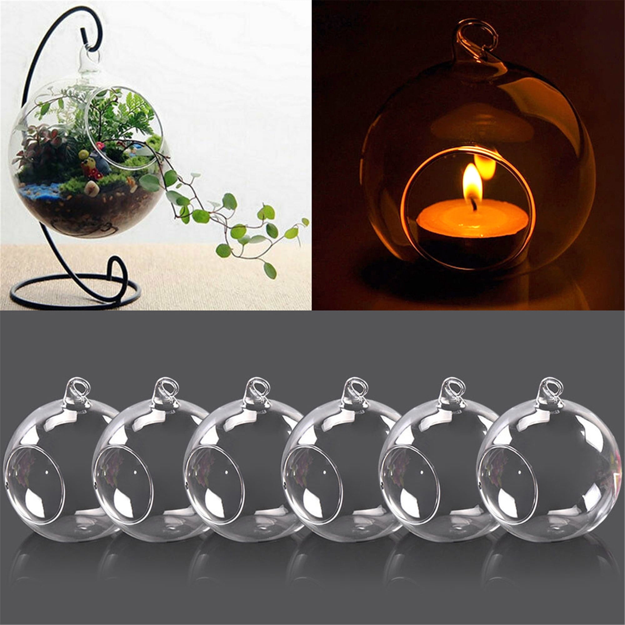 12pcs Globe Ornament for Air Plant 2.36 Inches Diameter Wedding Party Tree Decoration 12 Pcs Hanging Tealight Candle Hoder Glass Globes Terrarium
