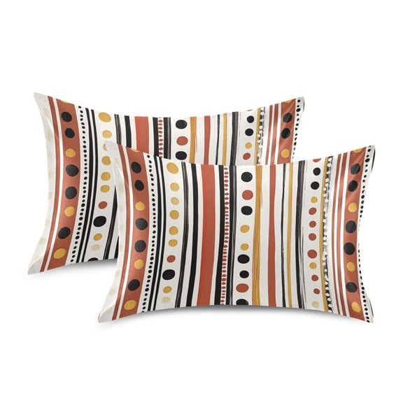 Yayeee Pillowcase Standard Size Set of 2 Satin Wrinkle Resistant Pillow Case, Brown Abstract Dots