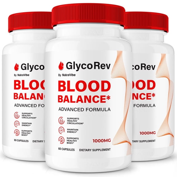 (3 Pack) GlycoRev – Original Formula with a Clean Blend to Support Healthy Circulation, Natural Energy & Balanced Levels | Just 2 Easy-to-Swallow Pills Daily (180 Capsules)