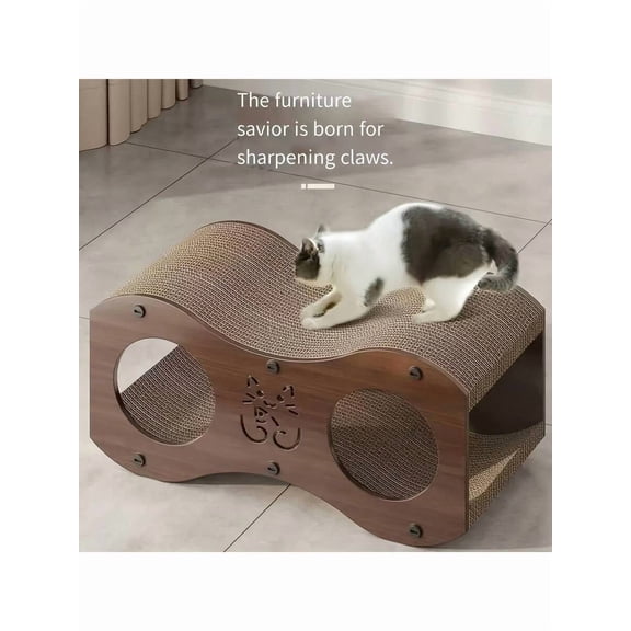 Cat Scratching Post with Bed, Solid Walnut Wood Cat Tree for Indoor Cats, Woven Sisal Scratcher Tower and Lounge, Modern Pet Furniture, 1PK