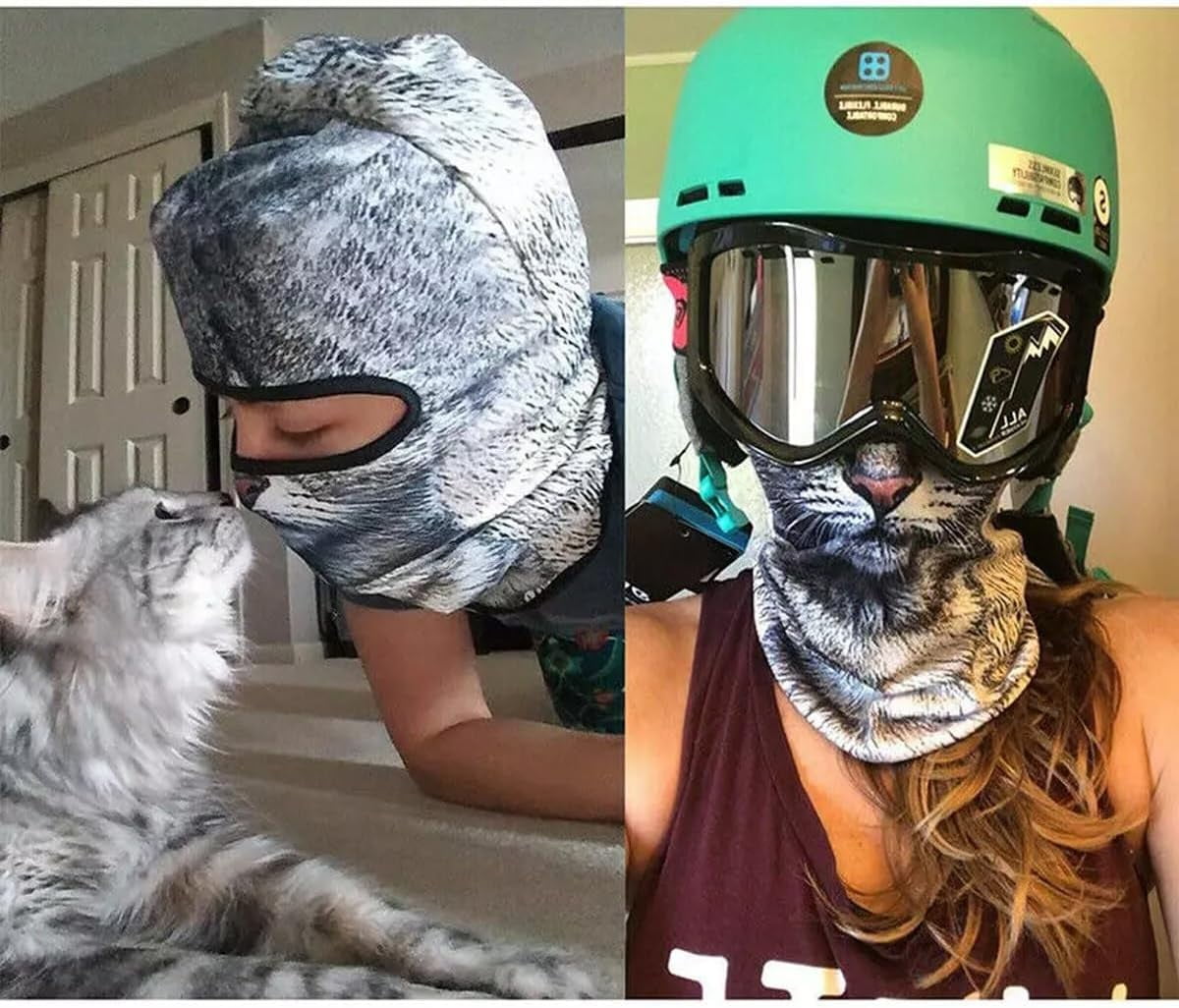 3D Cat Ski Balaclava Sheisty Face Mask with Ears,for Music Festivals,Raves,Ski,Halloween,Party Outdoor Activities