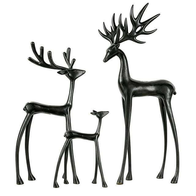 Tarmeek Décorations de Noël avec Rennes, Ensemble de 3 Statues de Rennes Ornements de Noël pour Table, Décor de Noël avec Rennes pour Cheminée Salon Chambre Bureau Intérieur, Centres de Table de Noël