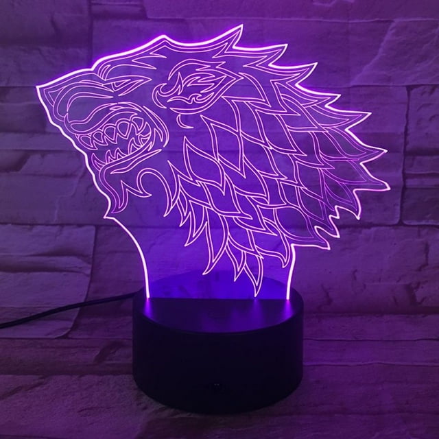 Lámpara LED de ilusión 3D con luz nocturna Game of Thrones
